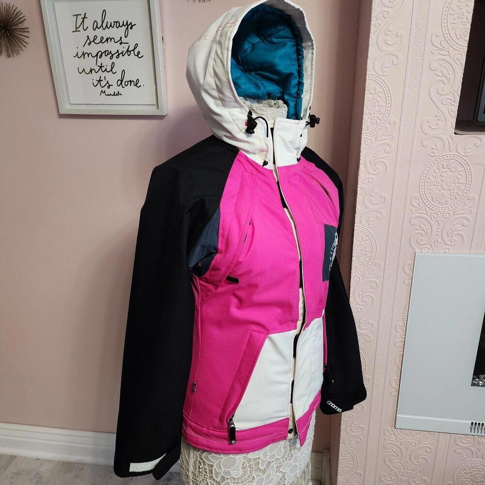 LKNW Nomis Ski Snowboard winter coat jacket pink black white XS